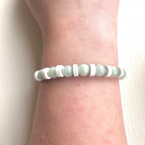 Clay bead bracelet pearl bead handmade stretch - Picture 4 of 4